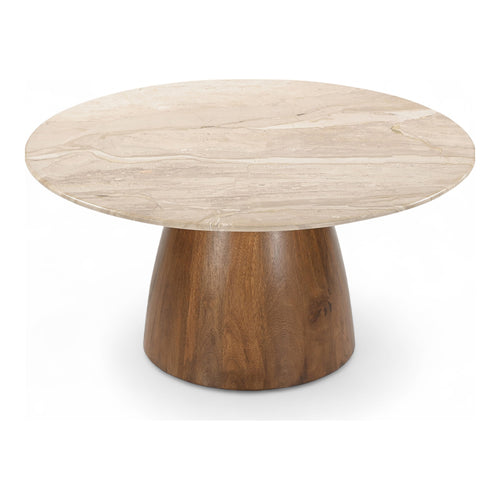 Liona Marble And Mango Wood Coffee Table in Beige