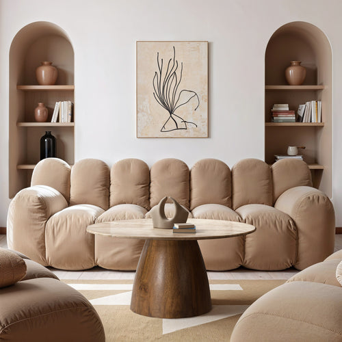 Liona Marble And Mango Wood Coffee Table in Beige