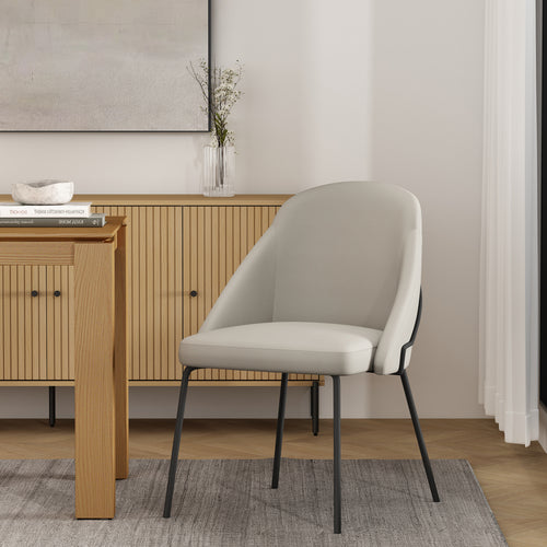Gracie Vegan Leather Metal Dining Chair in Stone Gray and Black