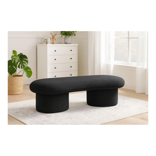 Luka Boucle Fabric Upholstered Bench in Black