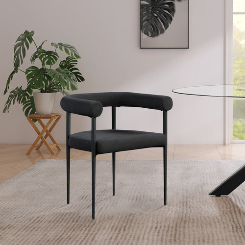 Louie Boucle Fabric Upholstered Dining Chair in Black