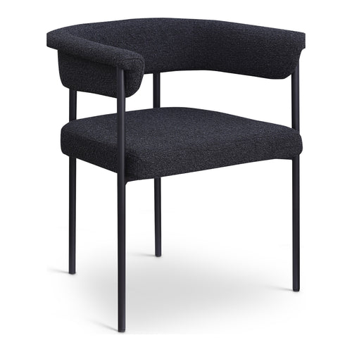 Malin Boucle Fabric Upholstered Dining Chair in Black