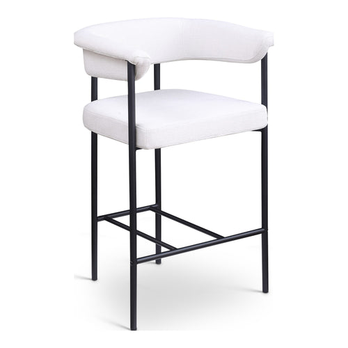 Malin Linen Textured Fabric Upholstered Counter Stool in Cream