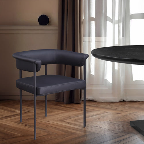 Malin Vegan Leather Upholstered Dining Chair in Black