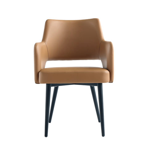 Tremont Vegan Leather Metal Armchair in Saddle