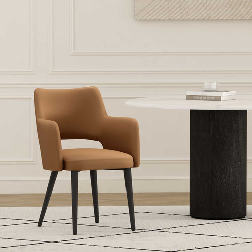 Tremont Vegan Leather Metal Armchair in Saddle