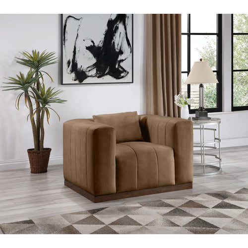 Mallina Vegan Leather Upholstered Chair in Brown