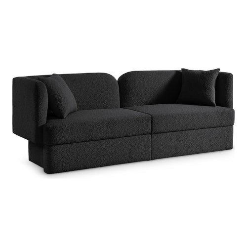 Marcel 91" Boucle Fabric Upholstered Sofa in Black