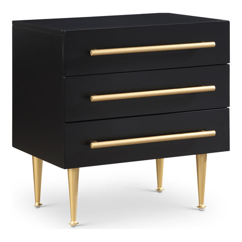 Marisol Wood Veneer And Iron Nightstand in Black