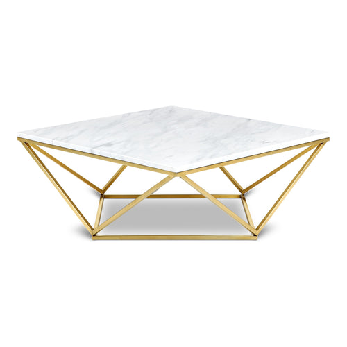 Mason Marble Veneer Top And Steel Base Coffee Table in Gold
