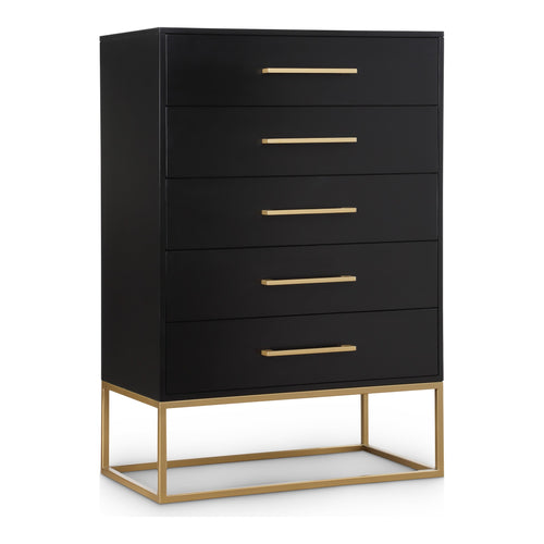 Maxine Wood Veneer And Iron Chest in Black