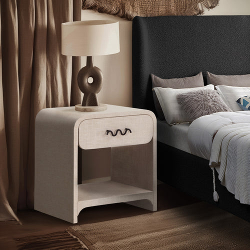 Medley Linen Textured End / Side Table in Cream