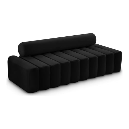 Melody 83.5" Velvet Upholstered Sofa in Black