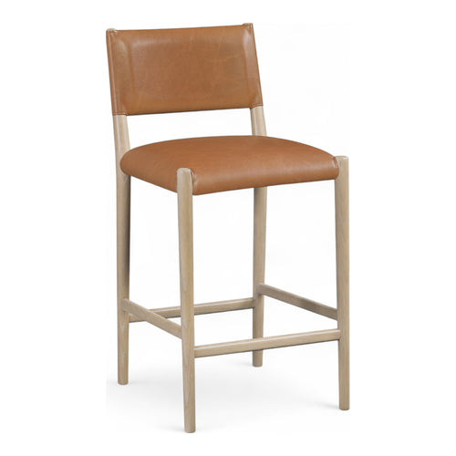 Andie Vegan Leather Upholstered Counter Stool in Cognac