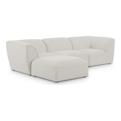 Miramar 109" Linen Textured Fabric Upholstered 4pc. Modular Sectional in Cream