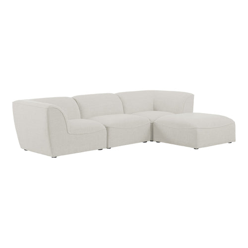 Miramar 109" Linen Textured Fabric Upholstered 4pc. Modular Sectional in Cream