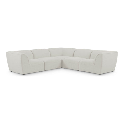 Miramar 109" Linen Textured Fabric Upholstered 5pc. Modular Sectional in Cream