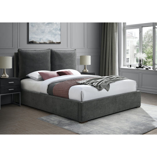 Misha Fabric Upholstered King Bed (3 Boxes) in Black