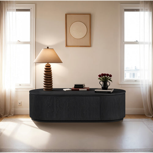Moana Solid Wood Storage Coffee Table in Black