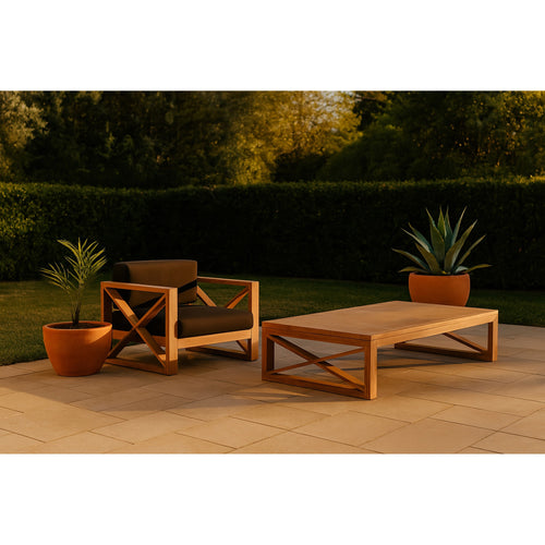 Anguilla Teak Wood Outdoor Patio Coffee Table in Natural
