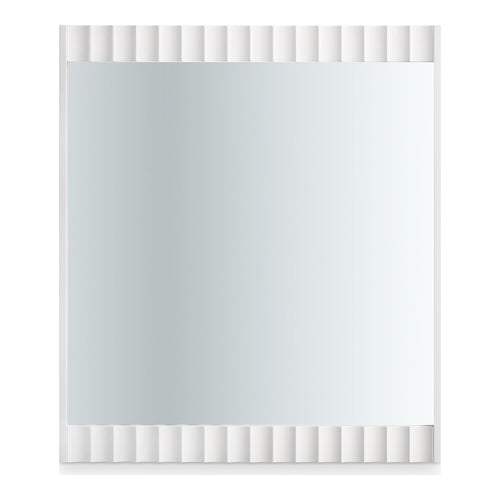 Modernist Wood Veneer And Stainless Steel Base Mirror in White