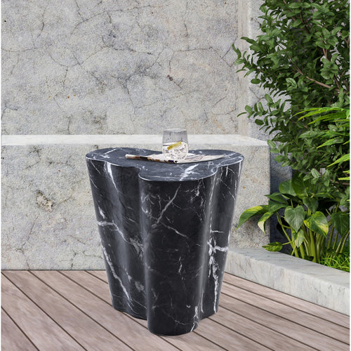 Monza Marble Finish Concrete Indoor / Outdoor End / Side Table in Black