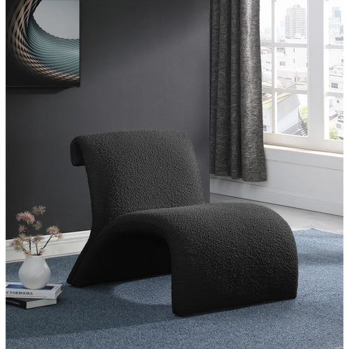 Mulberry Boucle Fabric Upholstered Accent Chair in Black