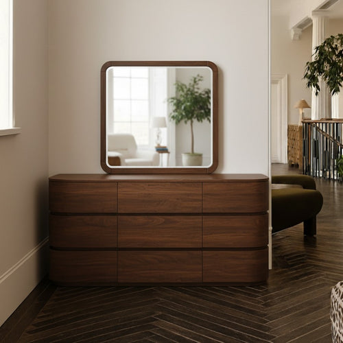 Annalise Solid Wood Mirror in Brown
