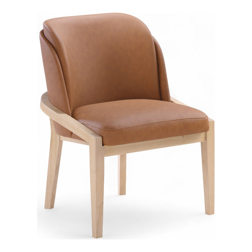 Navo Vegan Leather Upholstered Dining Chair in Cognac