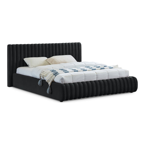 Nico Velvet Upholstered King Bed in Black