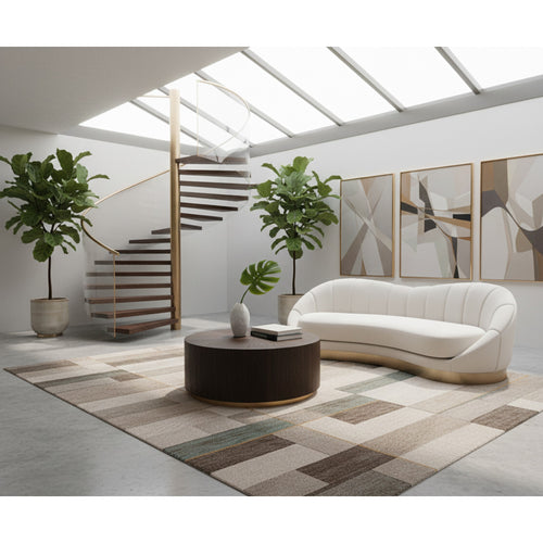 Nile Oak Wood Top And Metal Base Coffee Table in Brown