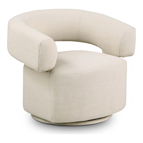 Niya Linen Textured Fabric Upholstered Swivel Accent Chair in Beige