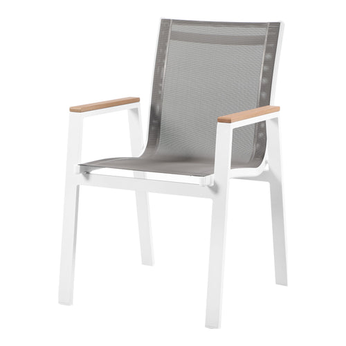 Nizuc Mesh Water Resistant Fabric Outdoor Patio Dining Arm Chair in Grey