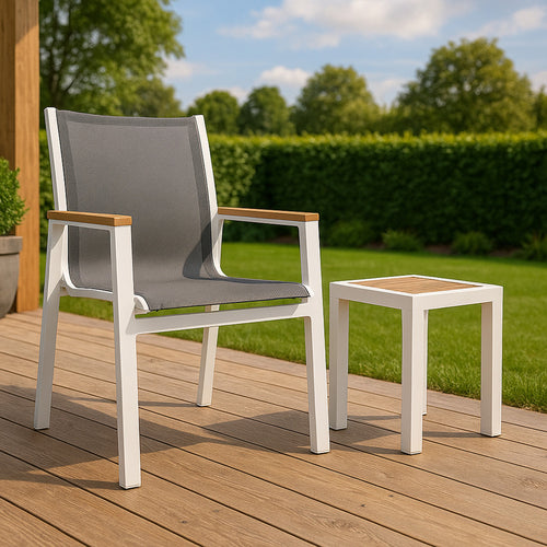 Nizuc Mesh Water Resistant Fabric Outdoor Patio Dining Arm Chair in Grey