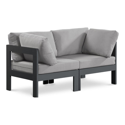 Nizuc 60" Water Resistant Fabric Upholstered 2pc. Outdoor Patio Modular Loveseat in Grey