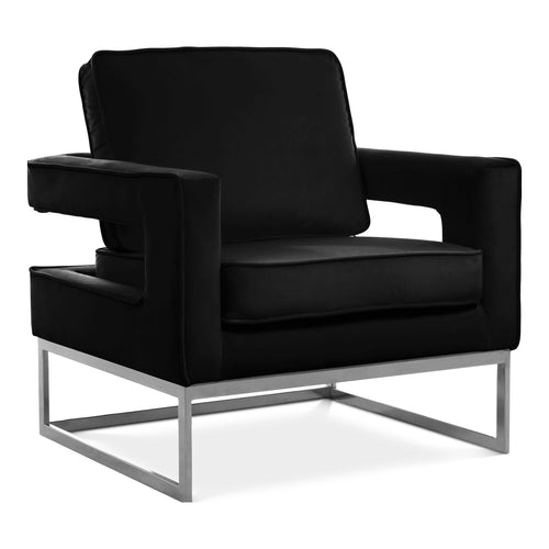 Noah Velvet Upholstered Accent Chair in Black