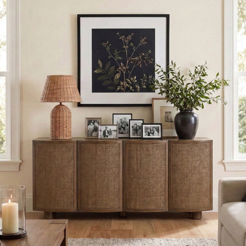 Norin Solid Wood And Oak Veneer Sideboard/Buffet in Brown