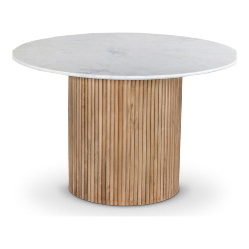 Oakhill 47" Marble Top And Mango Wood Base Dining Table in Natural