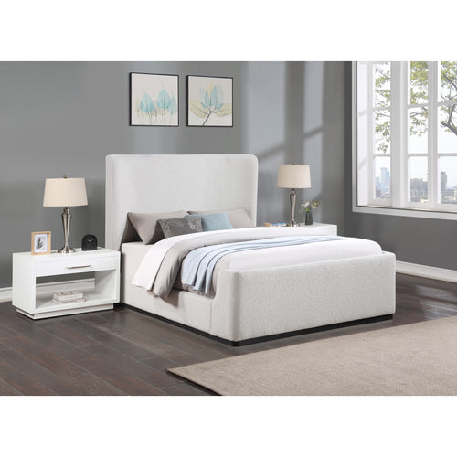 Oliver Boucle Fabric Upholstered Queen Bed (3 Boxes) in Cream