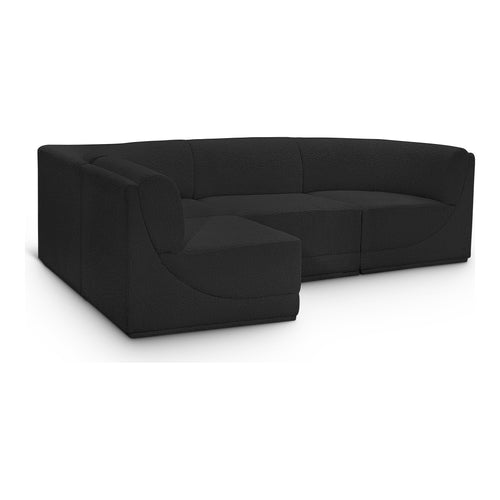 Ollie 98" Boucle Fabric Upholstered 4pc. Modular Sectional in Black