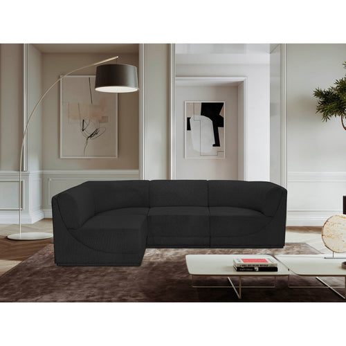 Ollie 98" Boucle Fabric Upholstered 4pc. Modular Sectional in Black