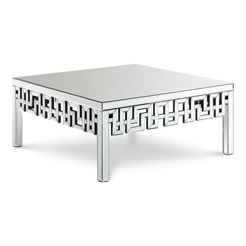 Aria Boucle Fabric Upholstered Coffee Table in Mirrored