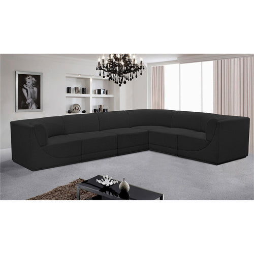 Ollie 128" Boucle Fabric Upholstered 6pc. Modular Sectional in Black