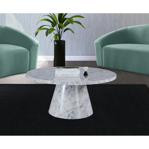 Omni Faux Marble Coffee Table in White