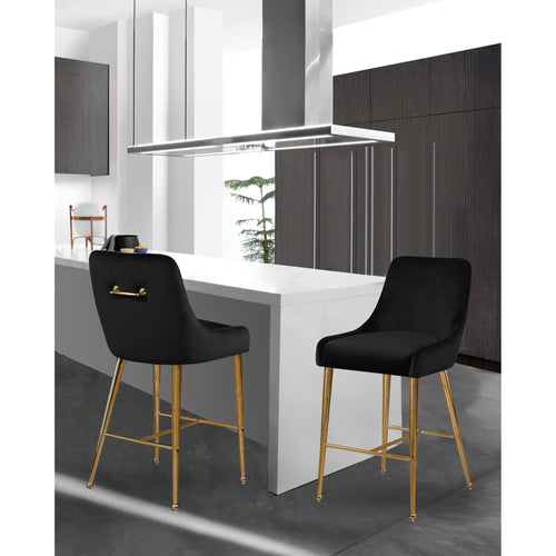 Owen Velvet Upholstered Counter Stool in Black