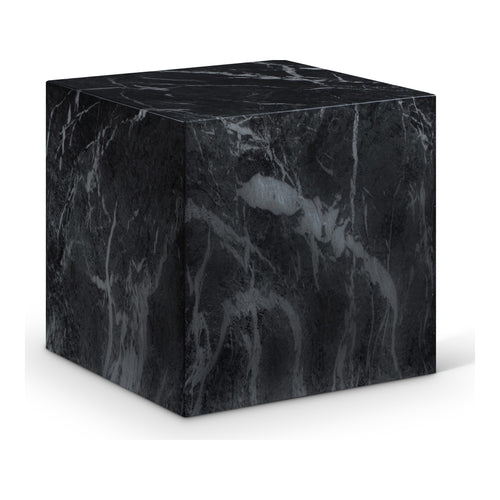 Piazza Marble Finish Concrete Indoor / Outdoor End Table in Black