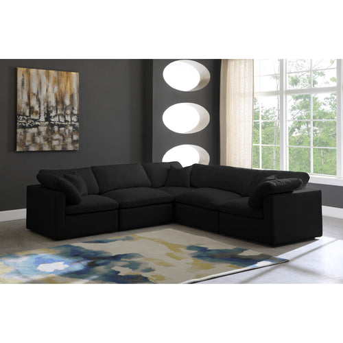 Plush 105" Velvet Upholstered Standard Comfort 5pc. Modular Sectional in Black