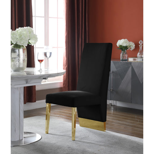 Porsha Velvet Upholstered Dining Chair in Black