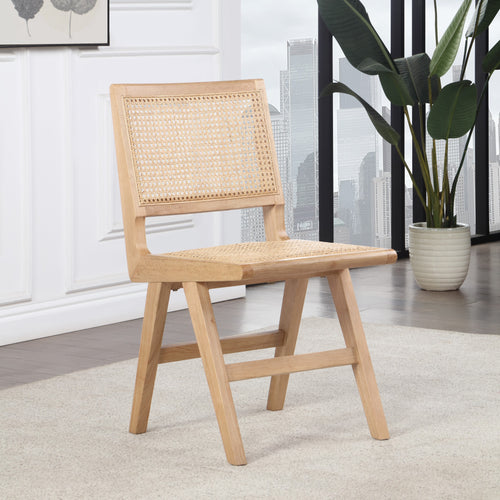 Preston Solid Wood And Cane Dining Side Chair in Natural