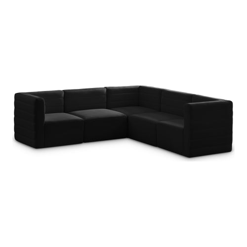 Quincy 95" Velvet Upholstered Comfort 5pc. Modular Sectional in Black